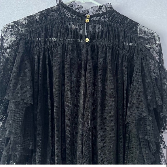 Free People Disco Ball Swiss Dot Lace Top Small - Picture 3 of 12